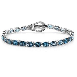 London Blue Topaz Tennis Bracelet in Platinum Over Sterling Silver